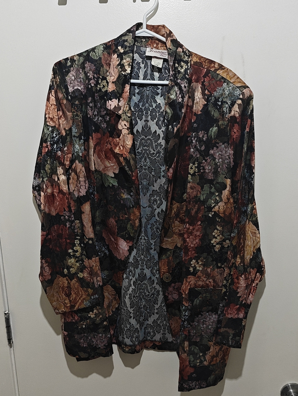 Romantic Floral Blazer Jacket - Black Multicolor